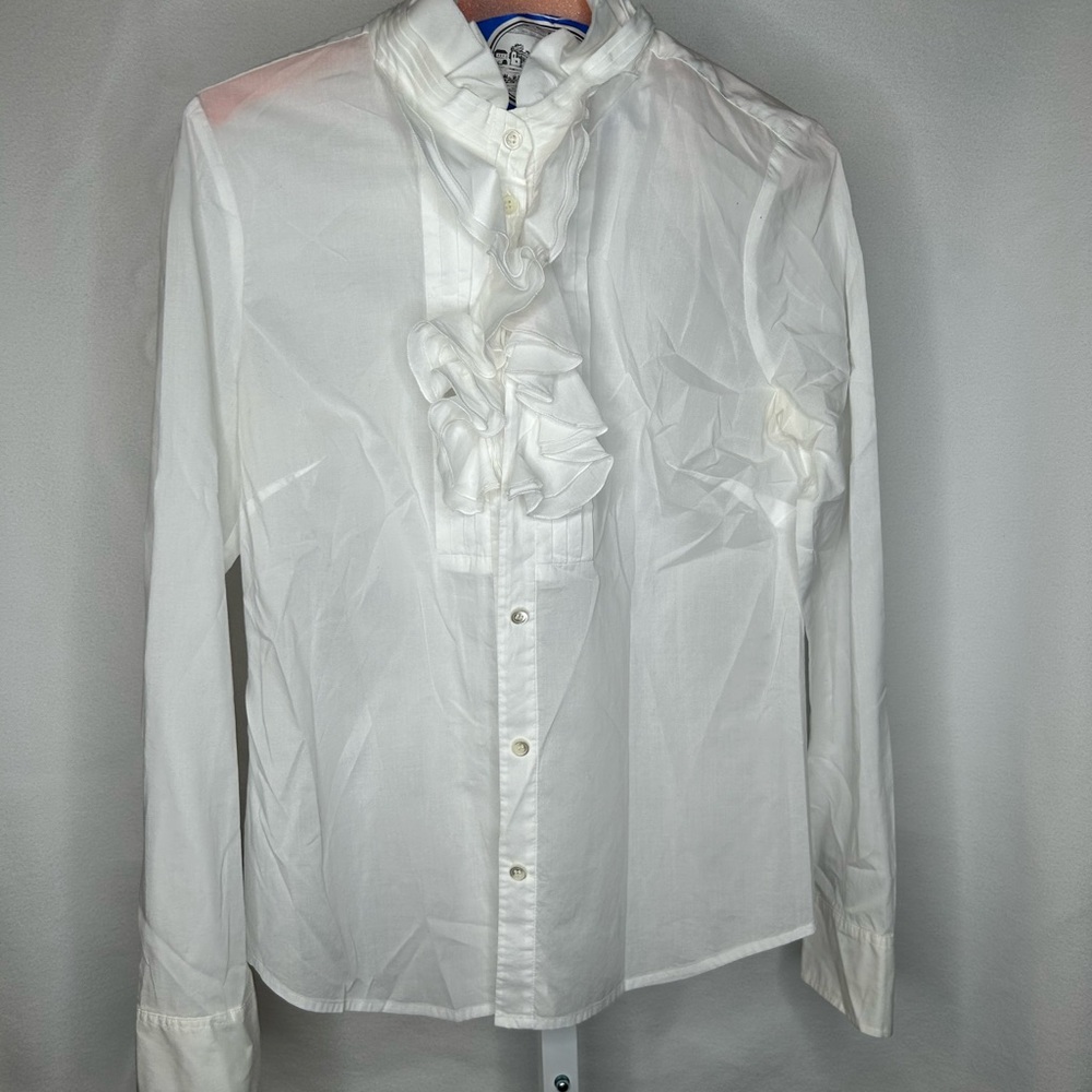 J. Crew Men's White Dress Shirt with Ruffles